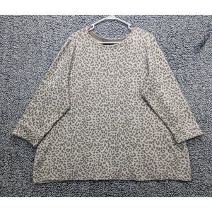 Cynthia Rowley Animal Print Sweater Size 2X Knit 3/4 Sleeve Soft Cozy Plus Gray